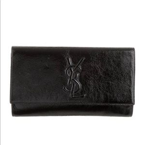YSL PATENT BLACK CLUTCH